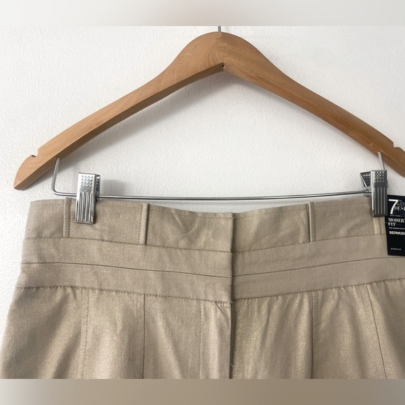 7th Avenue Tan Golden Shiny High Rose Bermuda Shorts​ - Picture 3 of 7